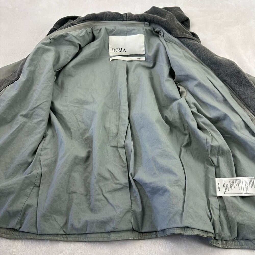 Doma Size L Clash Hoodie Leather Jacket Gray 100% Lamb Nappa Moto Grunge Edgy - Picture 7 of 14